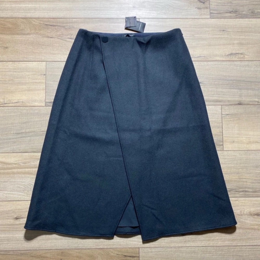 Club Monaco Womens Wool Blend A-Line Cutaway Skirt Size 12 Charcoal